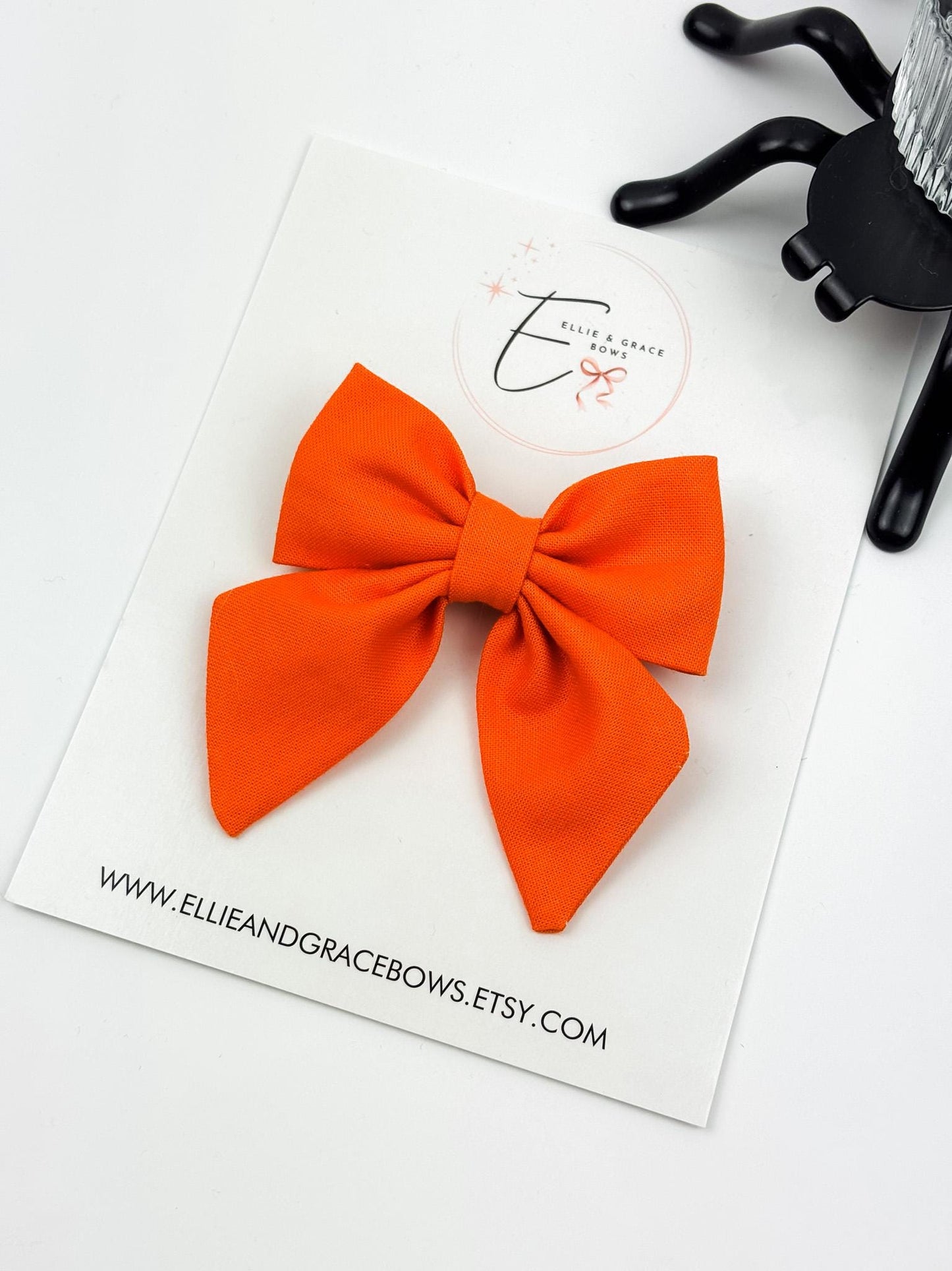 Halloween Cotton Sailor Bow | Solid Orange Hair Bow