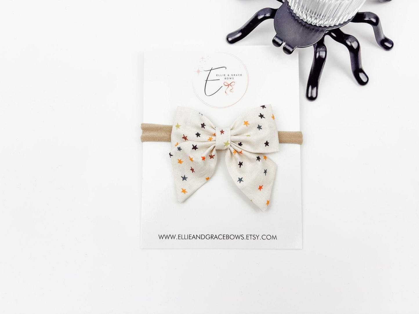 Halloween Cotton Sailor Bow | Cream Star Hair Bow