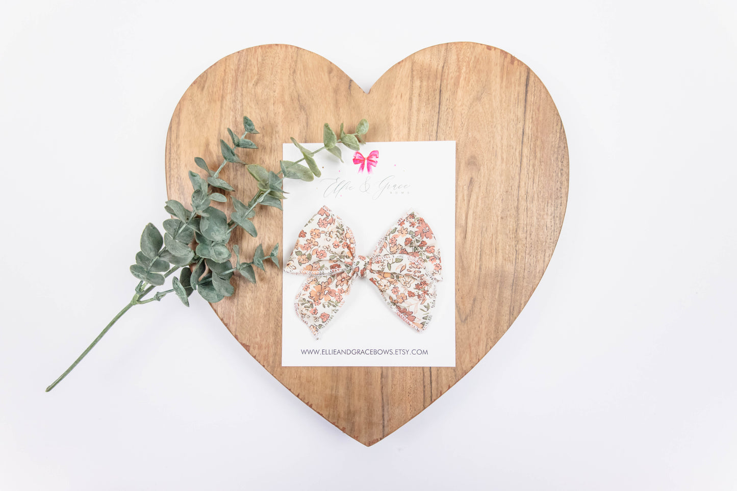 Hand Tied Pink Floral Bow