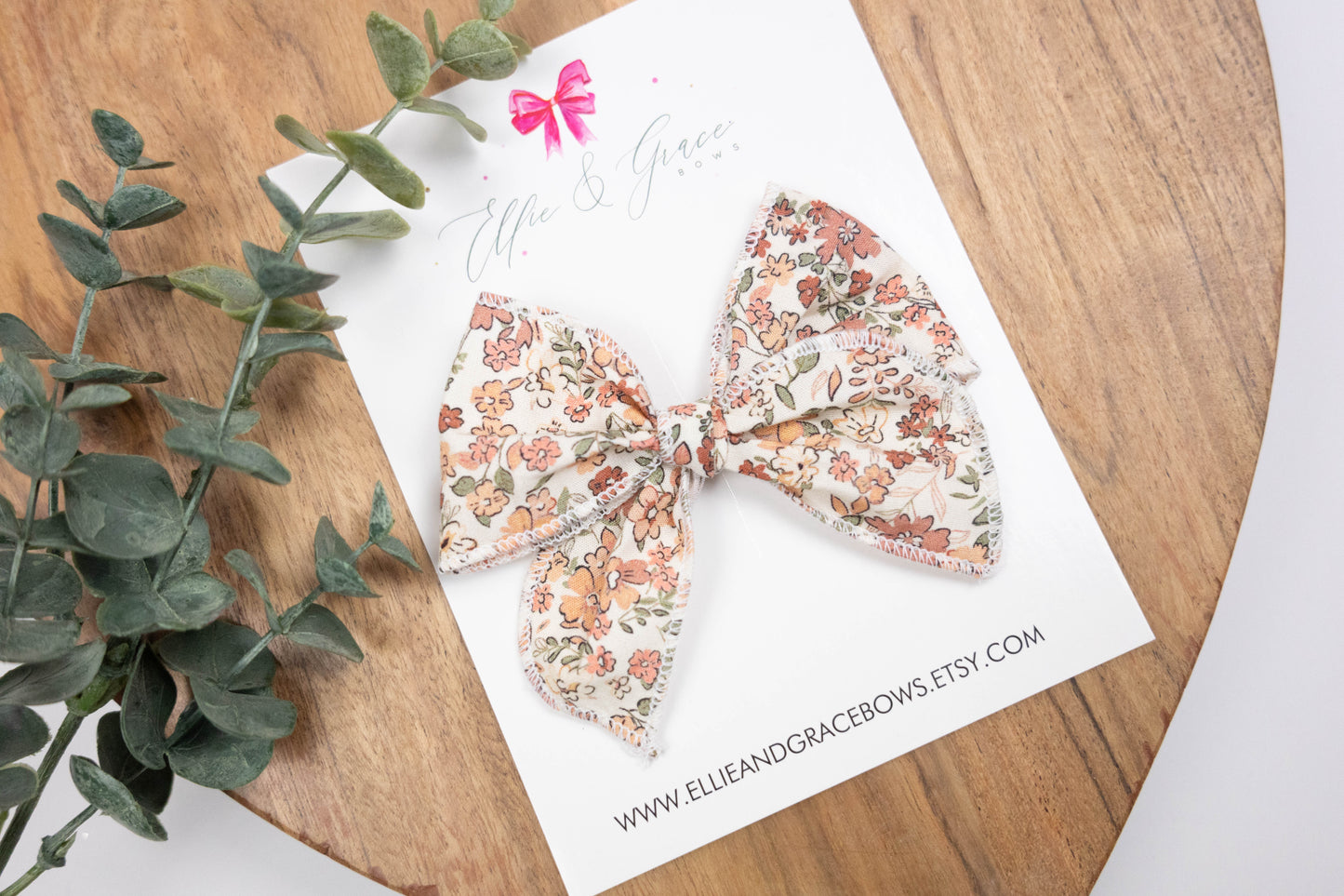 Hand Tied Pink Floral Bow