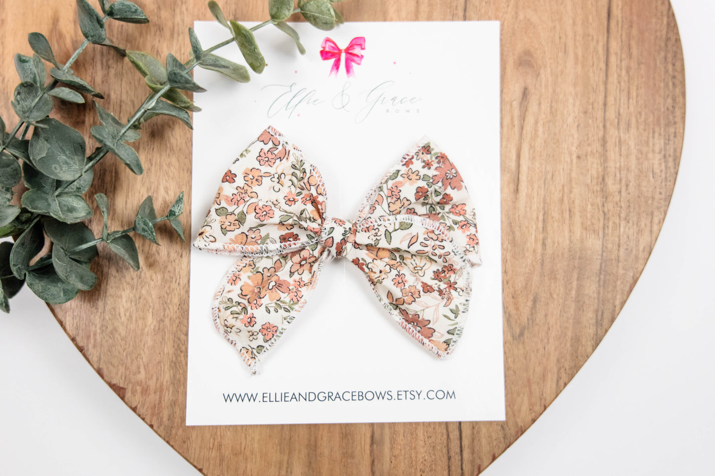 Hand Tied Pink Floral Bow