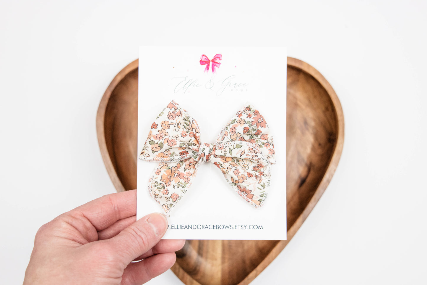 Hand Tied Pink Floral Bow