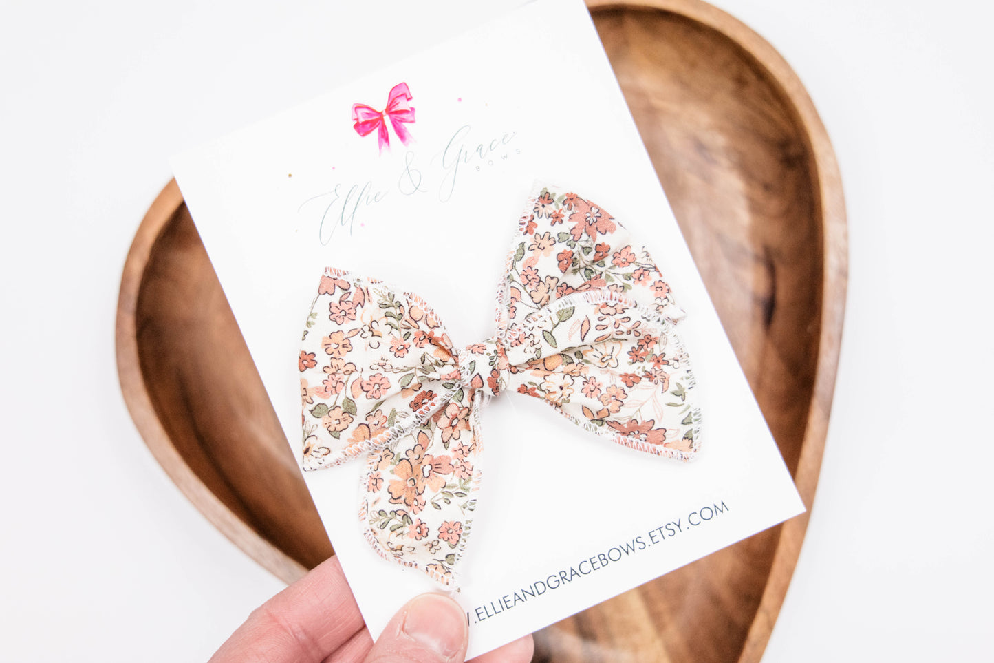 Hand Tied Pink Floral Bow