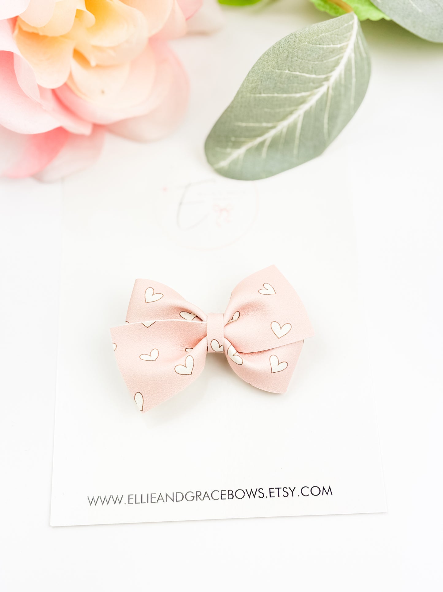 Blush Pink Valentine's Day Hair Bow