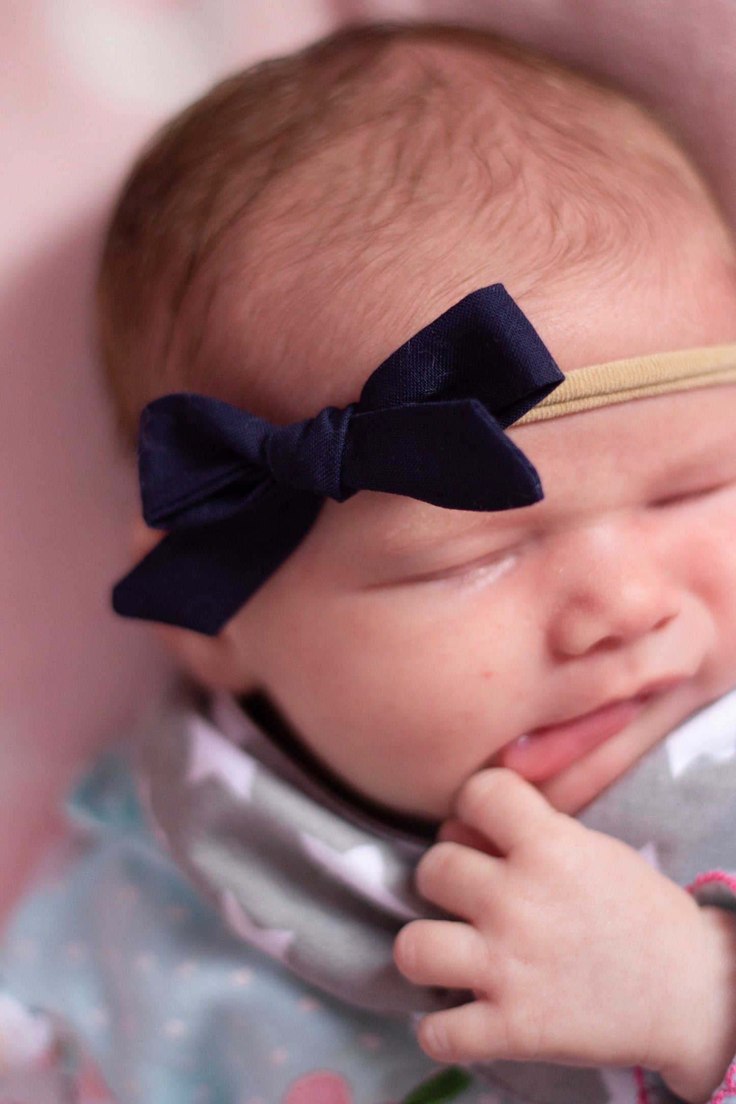 Navy Blue Baby Bow Headband