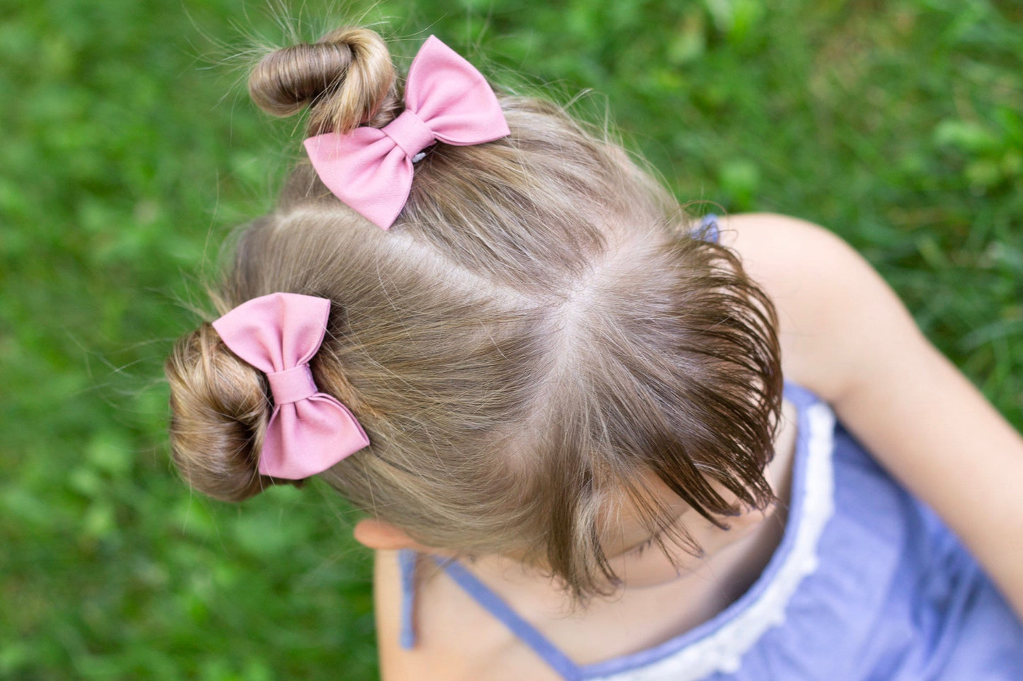 Rose Cotton Pigtail Bow Set: 2-Inch Baby Hair Clips