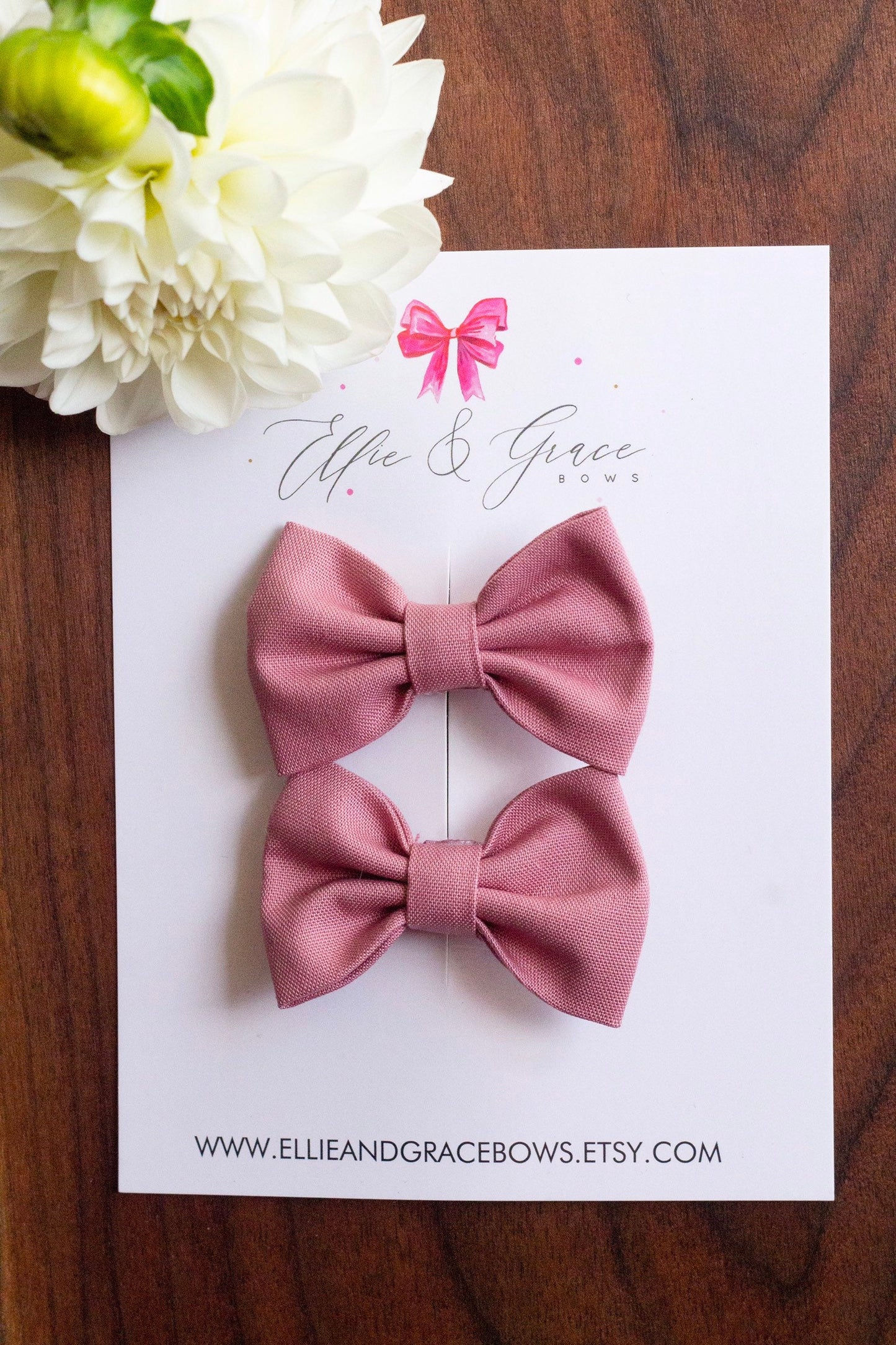 Rose Cotton Pigtail Bow Set: 2-Inch Baby Hair Clips