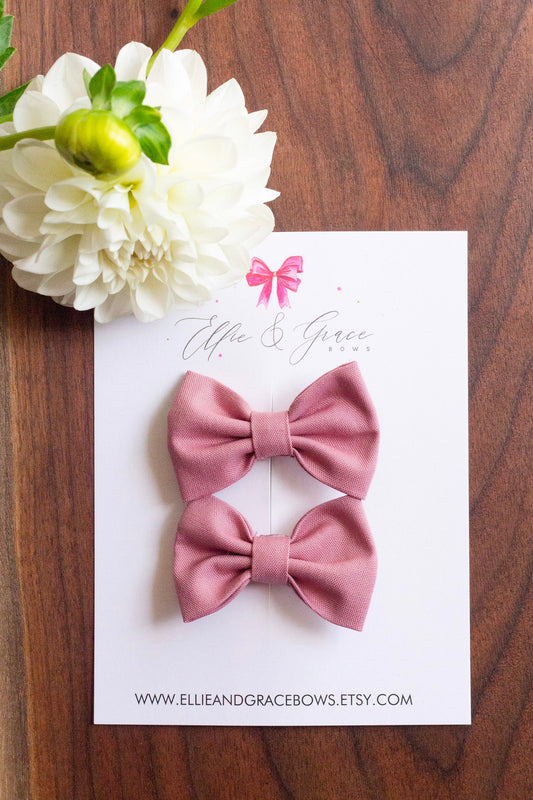 Rose Cotton Pigtail Bow Set: 2-Inch Baby Hair Clips