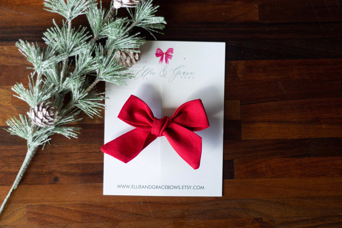 Red Christmas Bow: Cotton Baby Headband or Hair Clip