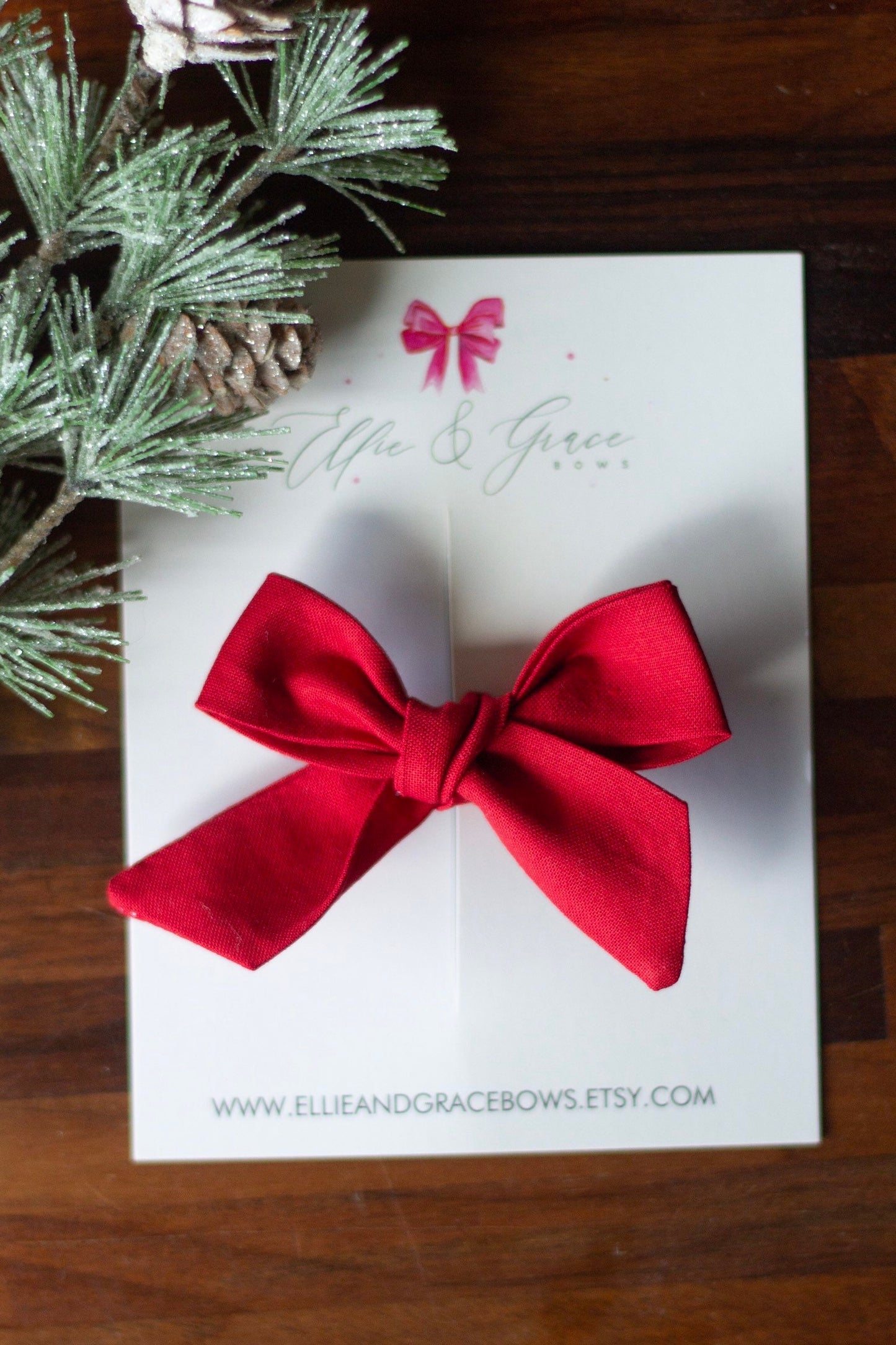 Red Christmas Bow: Cotton Baby Headband or Hair Clip