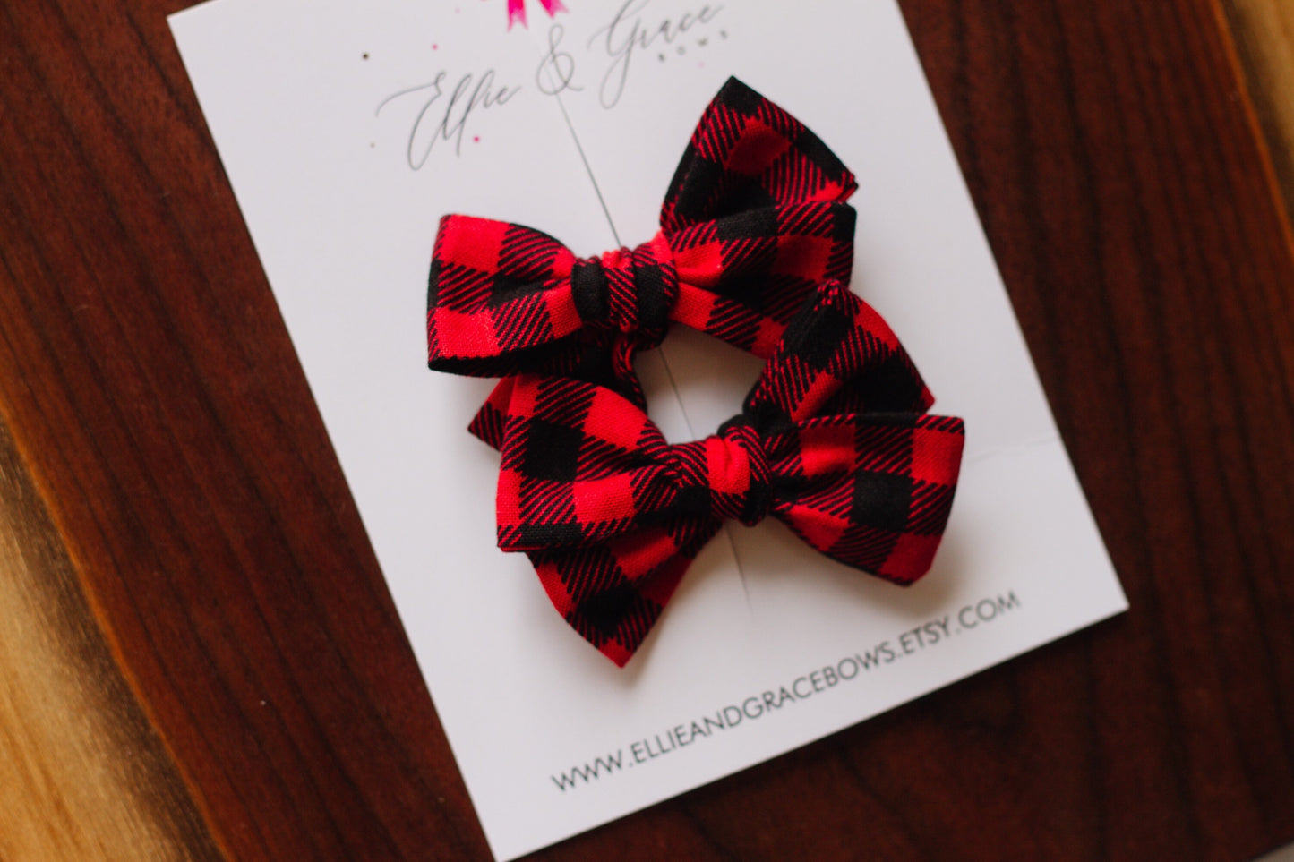 Buffalo Plaid Pigtail Bow Set: Toddler Hair Clips