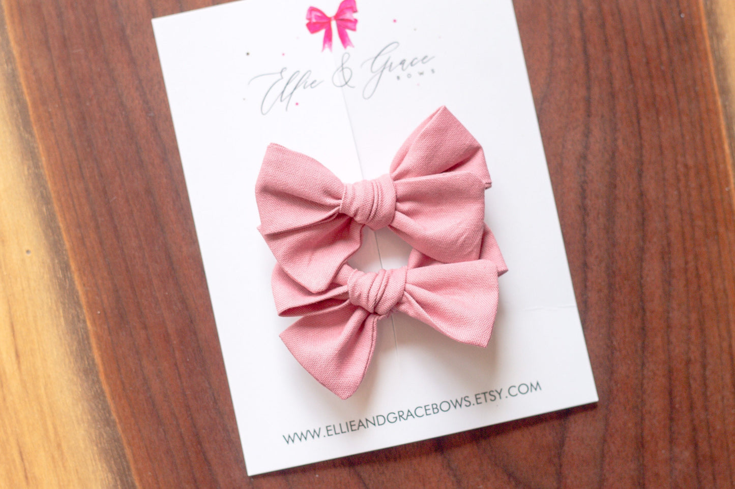 Rose Pink Hair Bows: Cotton Pigtail Clips, Toddler Hair Accessories