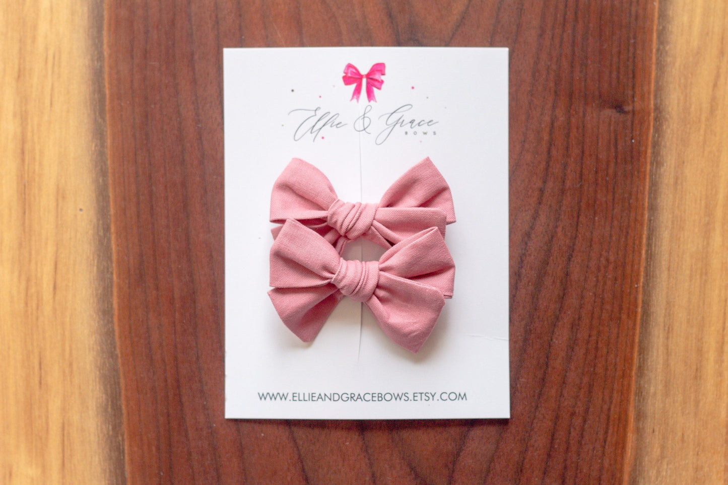 Rose Pink Hair Bows: Cotton Pigtail Clips, Toddler Hair Accessories