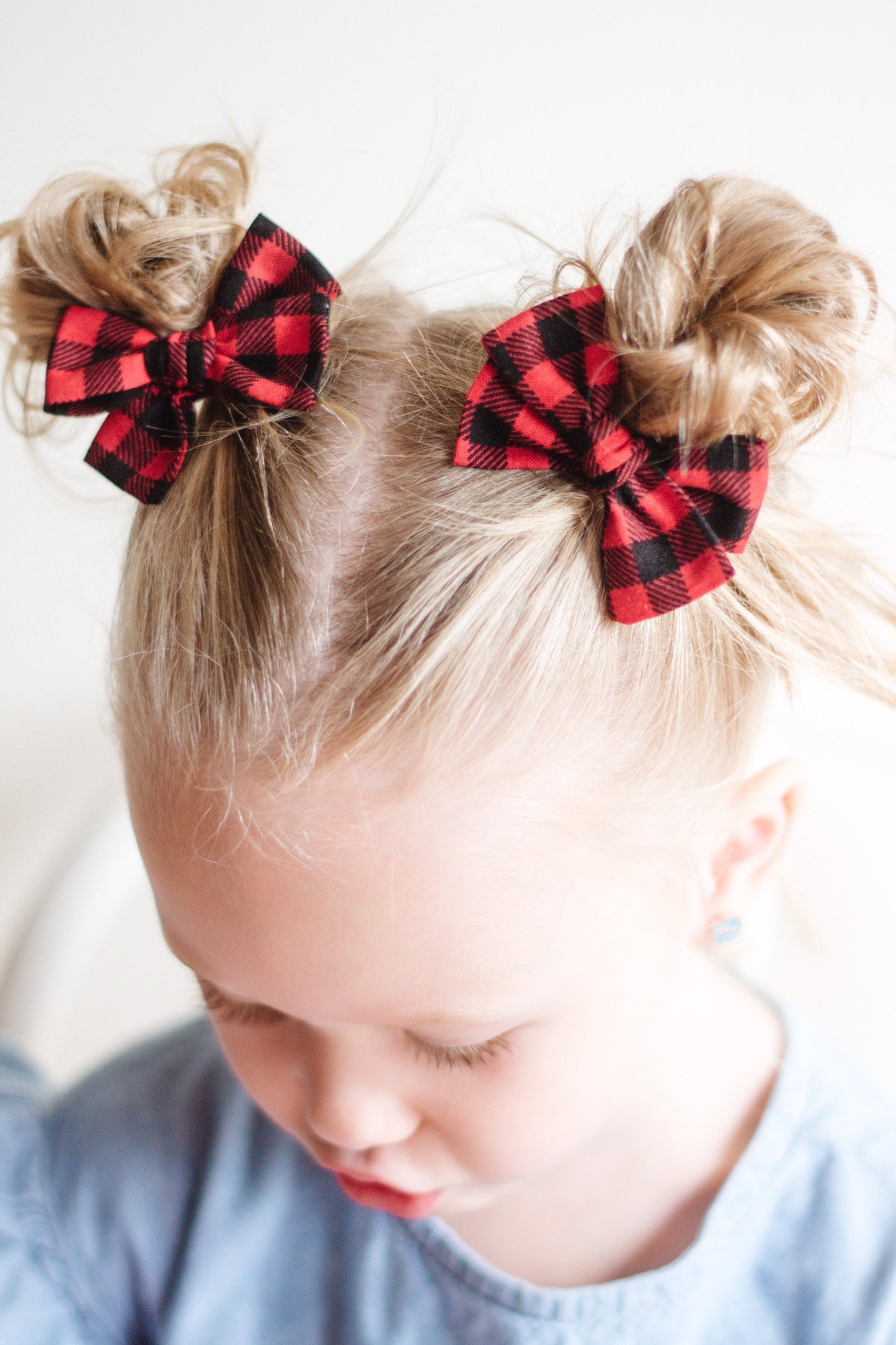 Buffalo Plaid Pigtail Bow Set: Toddler Hair Clips