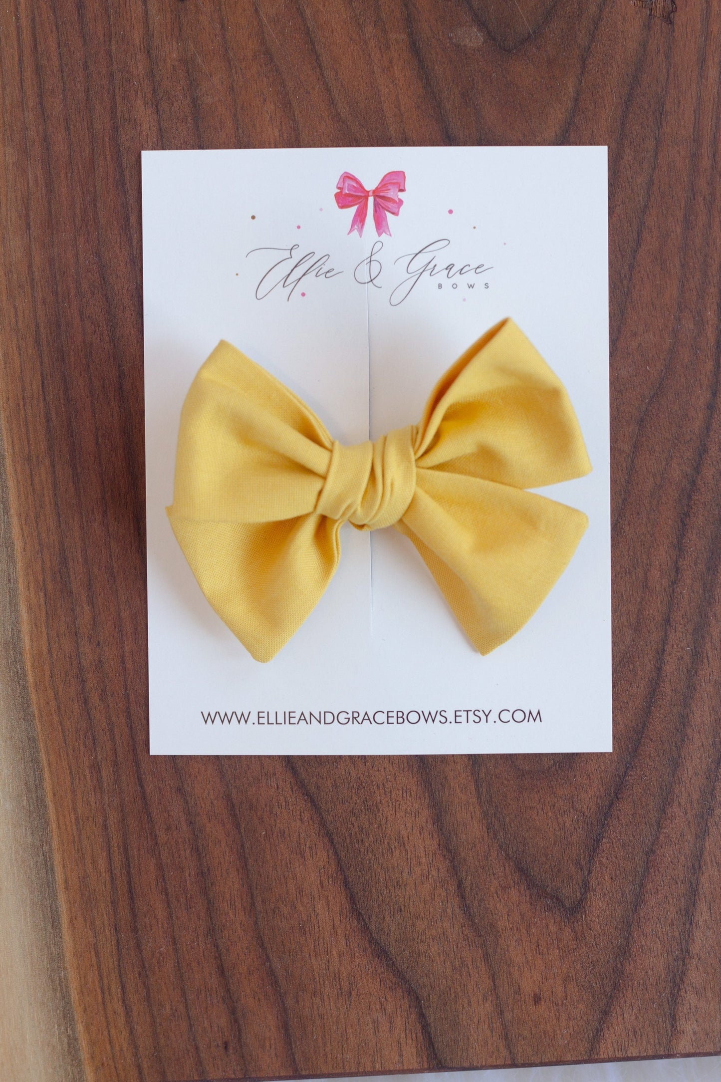 Mustard Yellow Cotton Baby Hair Bow: Fall Thanksgiving Clip