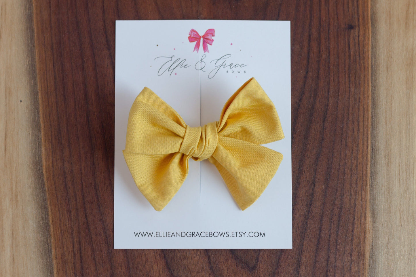 Mustard Yellow Cotton Baby Hair Bow: Fall Thanksgiving Clip