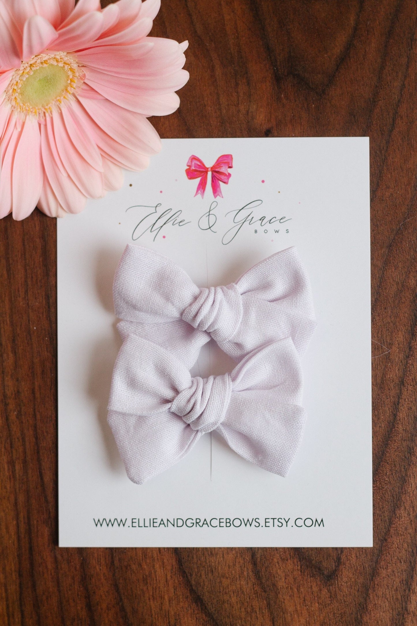 Light Purple Linen Hair Bows: Toddler Pigtail Clips, Set of 2