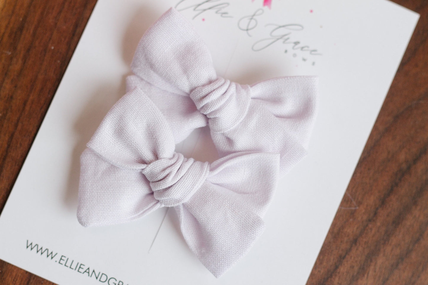 Light Purple Linen Hair Bows: Toddler Pigtail Clips, Set of 2