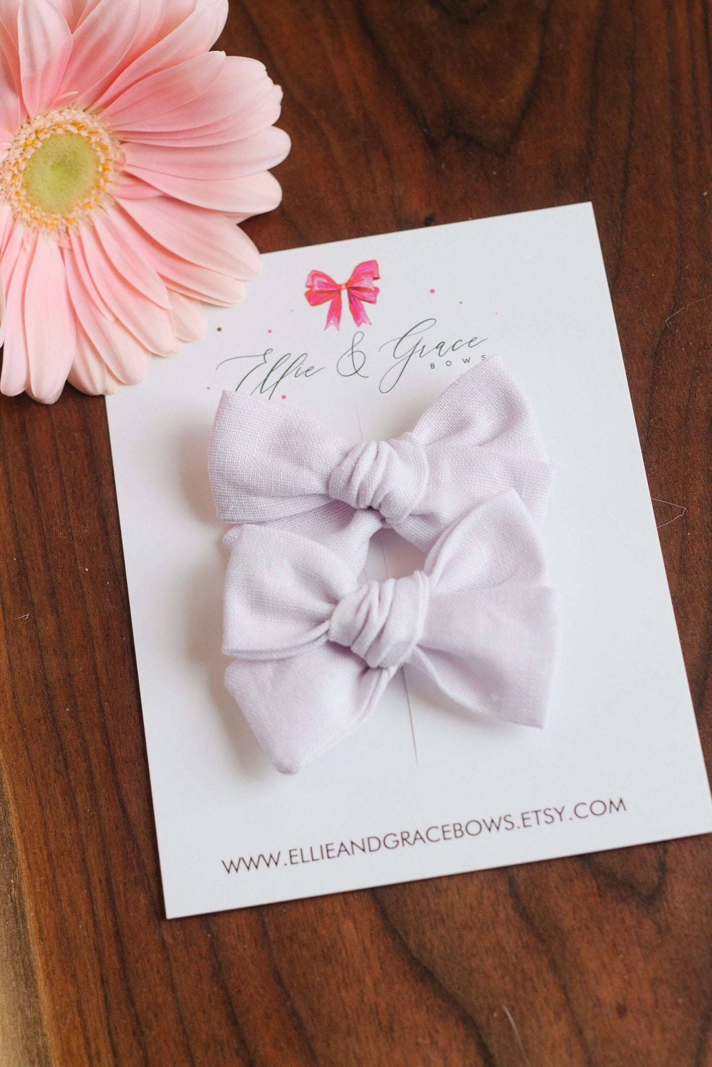 Light Purple Linen Hair Bows: Toddler Pigtail Clips, Set of 2