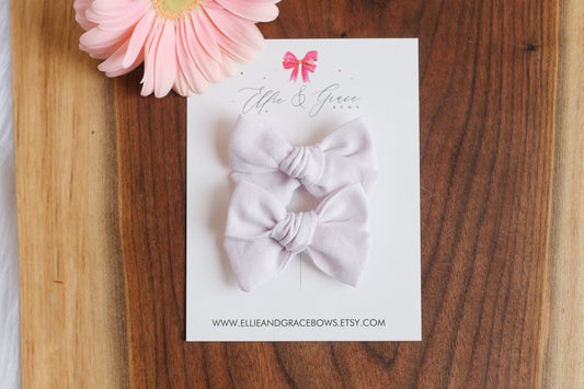 Light Purple Linen Hair Bows: Toddler Pigtail Clips, Set of 2