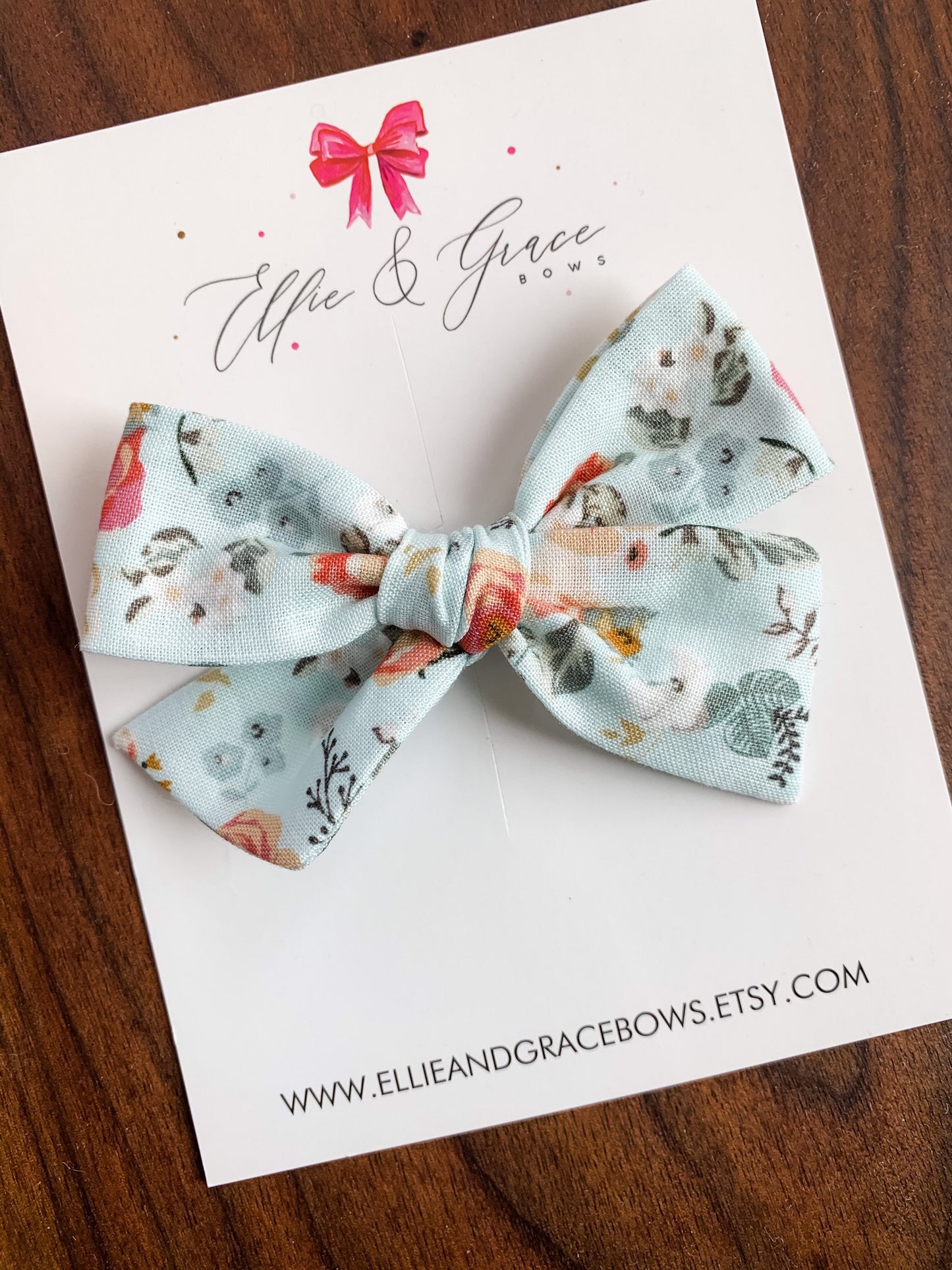 Mint green headband - Vintage floral baby bow headband - Spring outfit - Toddler girl hair clips