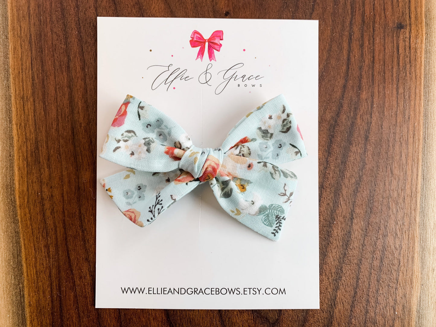 Mint green headband - Vintage floral baby bow headband - Spring outfit - Toddler girl hair clips