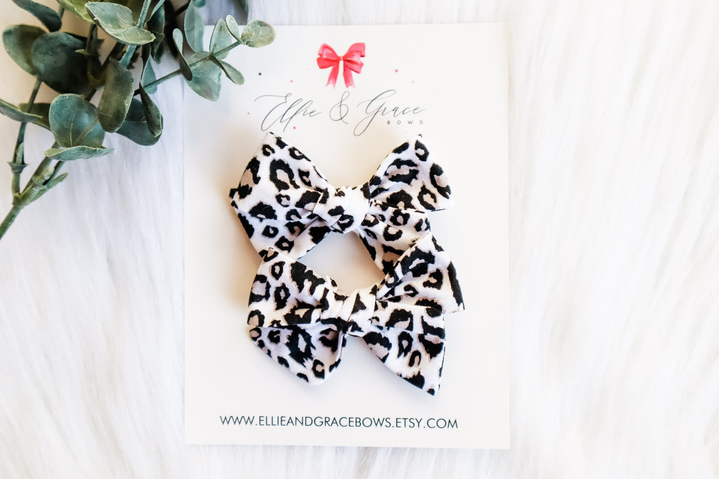 Cheetah Print Pigtail Bow Set: Cotton Alligator Hair Clips