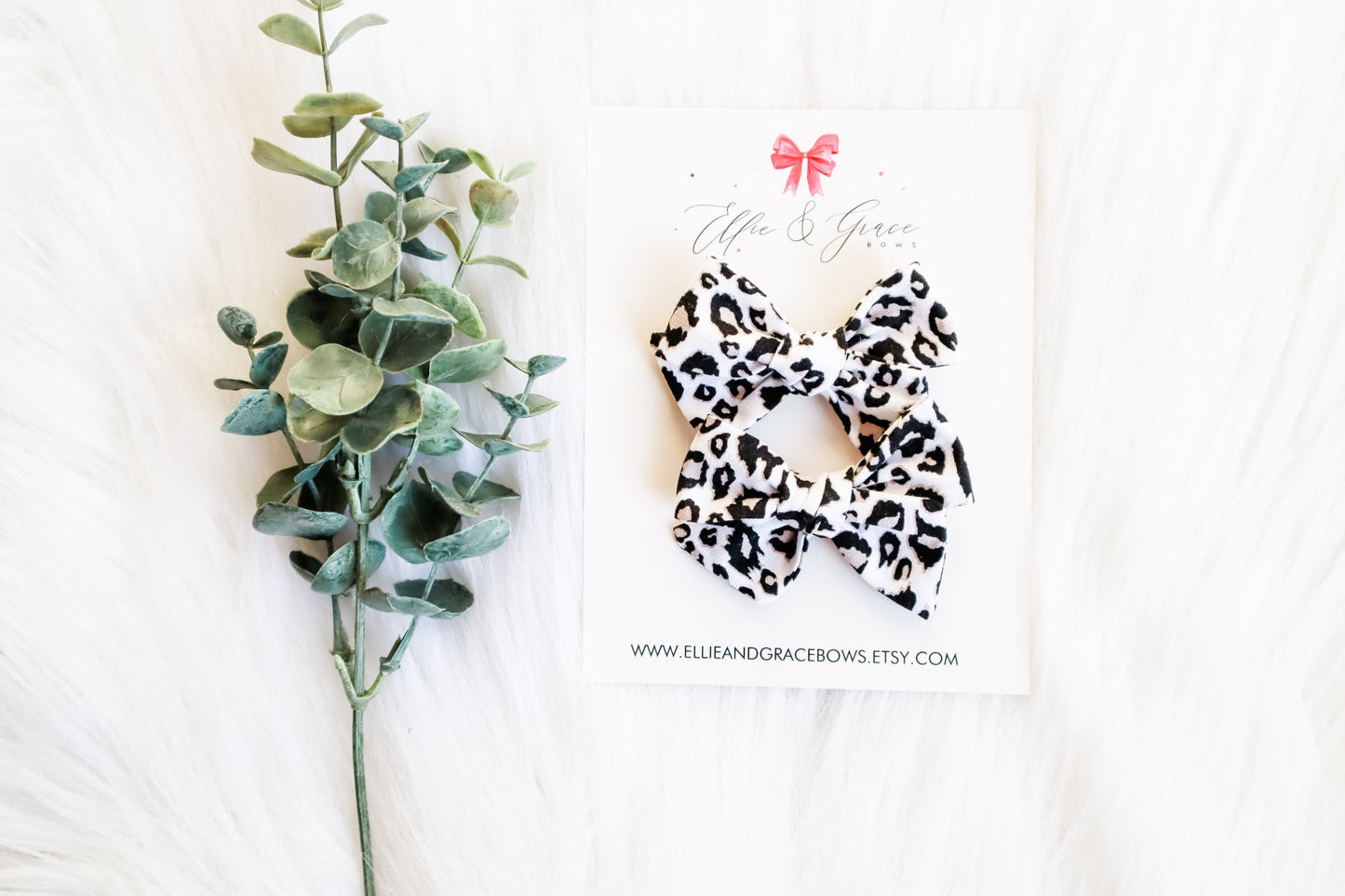 Cheetah Print Pigtail Bow Set: Cotton Alligator Hair Clips
