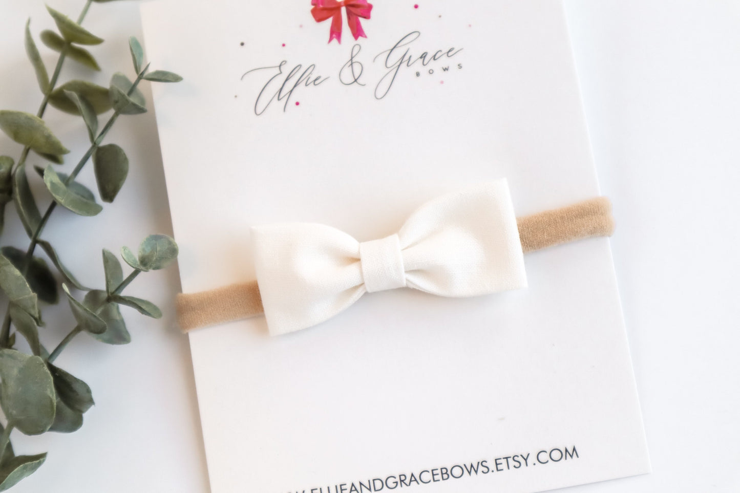 Cream Cotton Baby Bow: Simple Hair Clip or Headband
