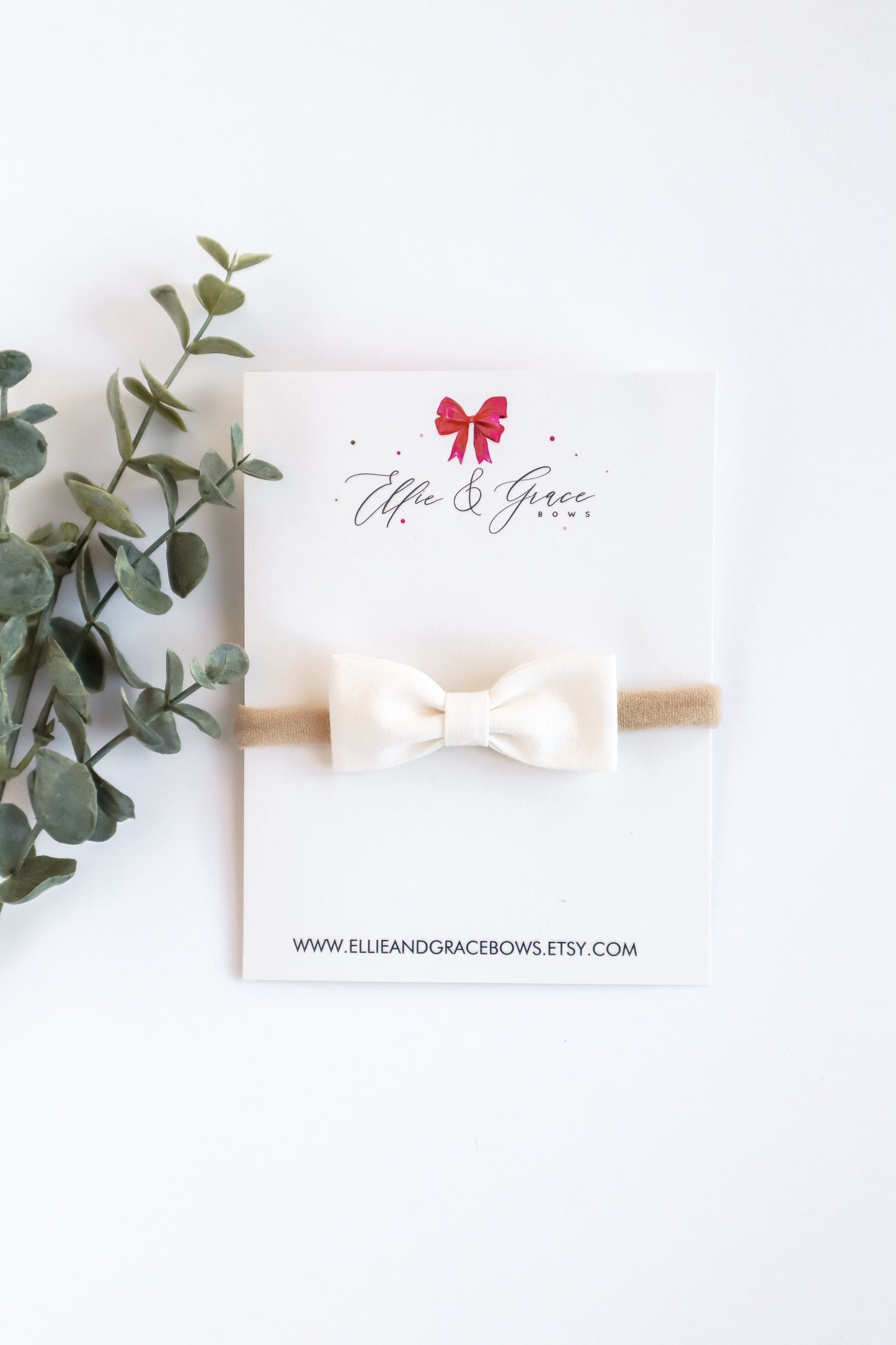 Cream Cotton Baby Bow: Simple Hair Clip or Headband