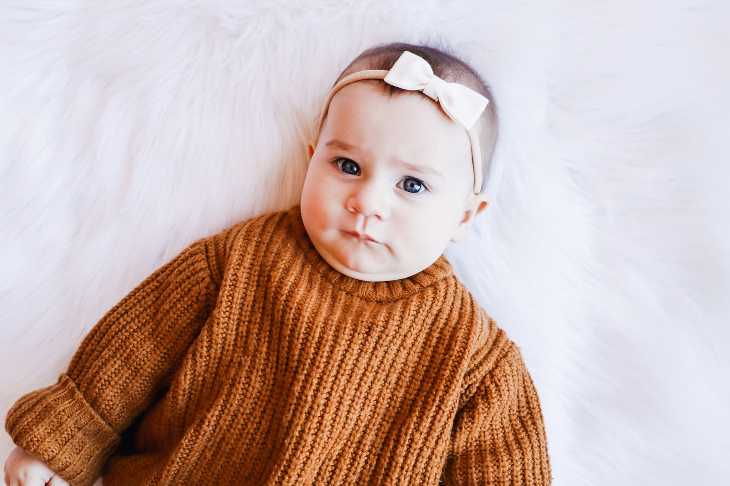 Cream Cotton Baby Bow: Simple Hair Clip or Headband