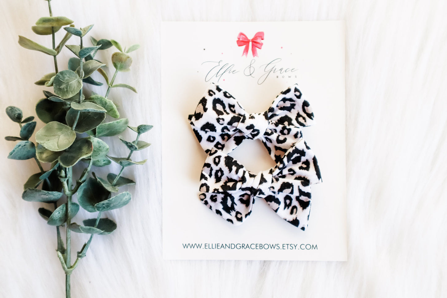Cheetah Print Pigtail Bow Set: Cotton Alligator Hair Clips