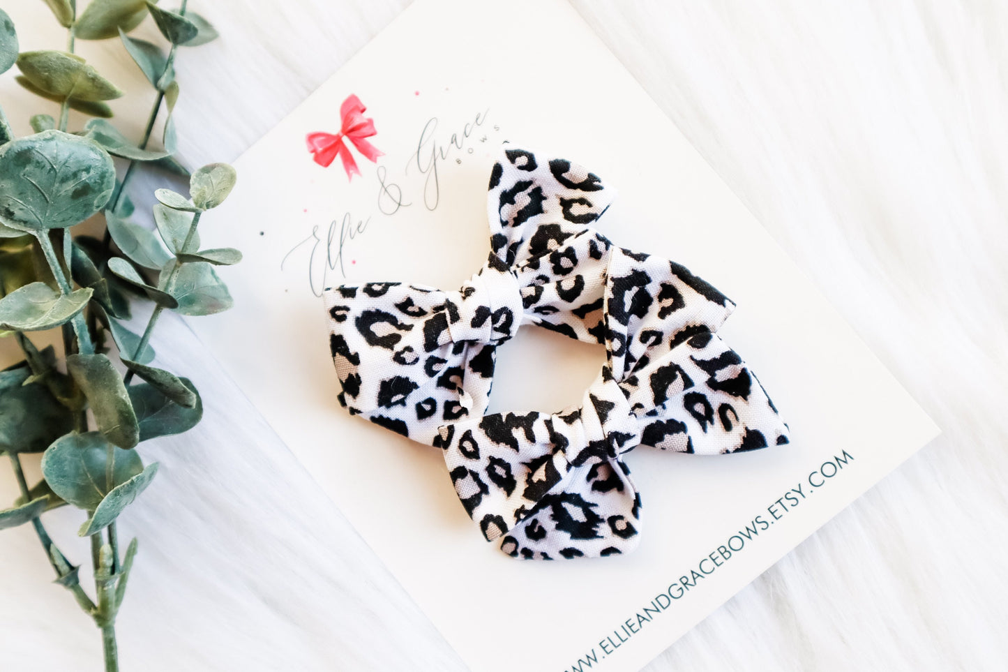 Cheetah Print Pigtail Bow Set: Cotton Alligator Hair Clips