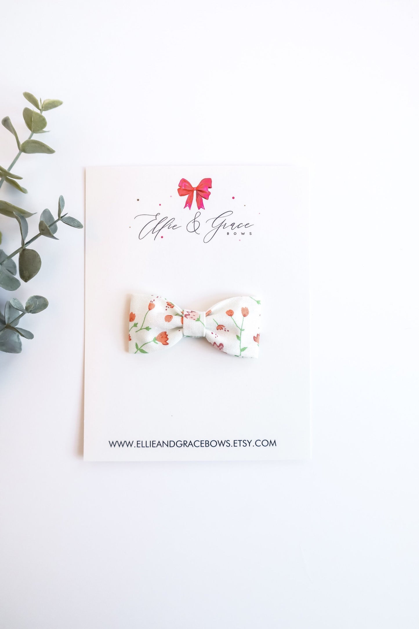 Floral Baby Bow Headband: 2 Inch Cotton Hair Clip