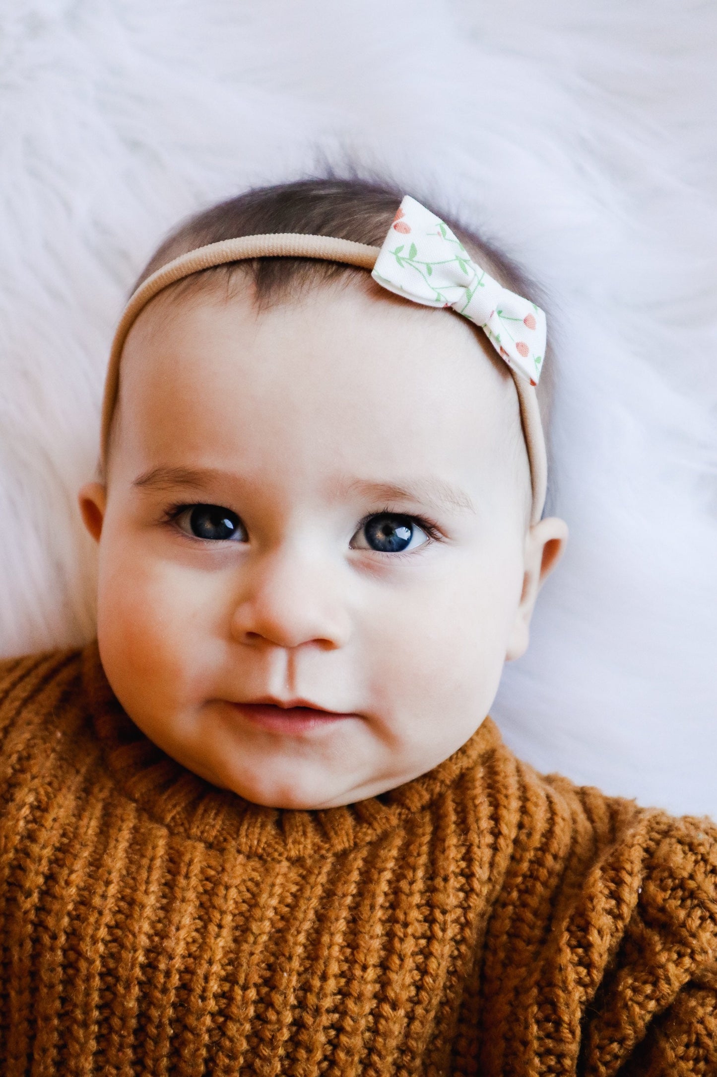 Floral Baby Bow Headband: 2 Inch Cotton Hair Clip