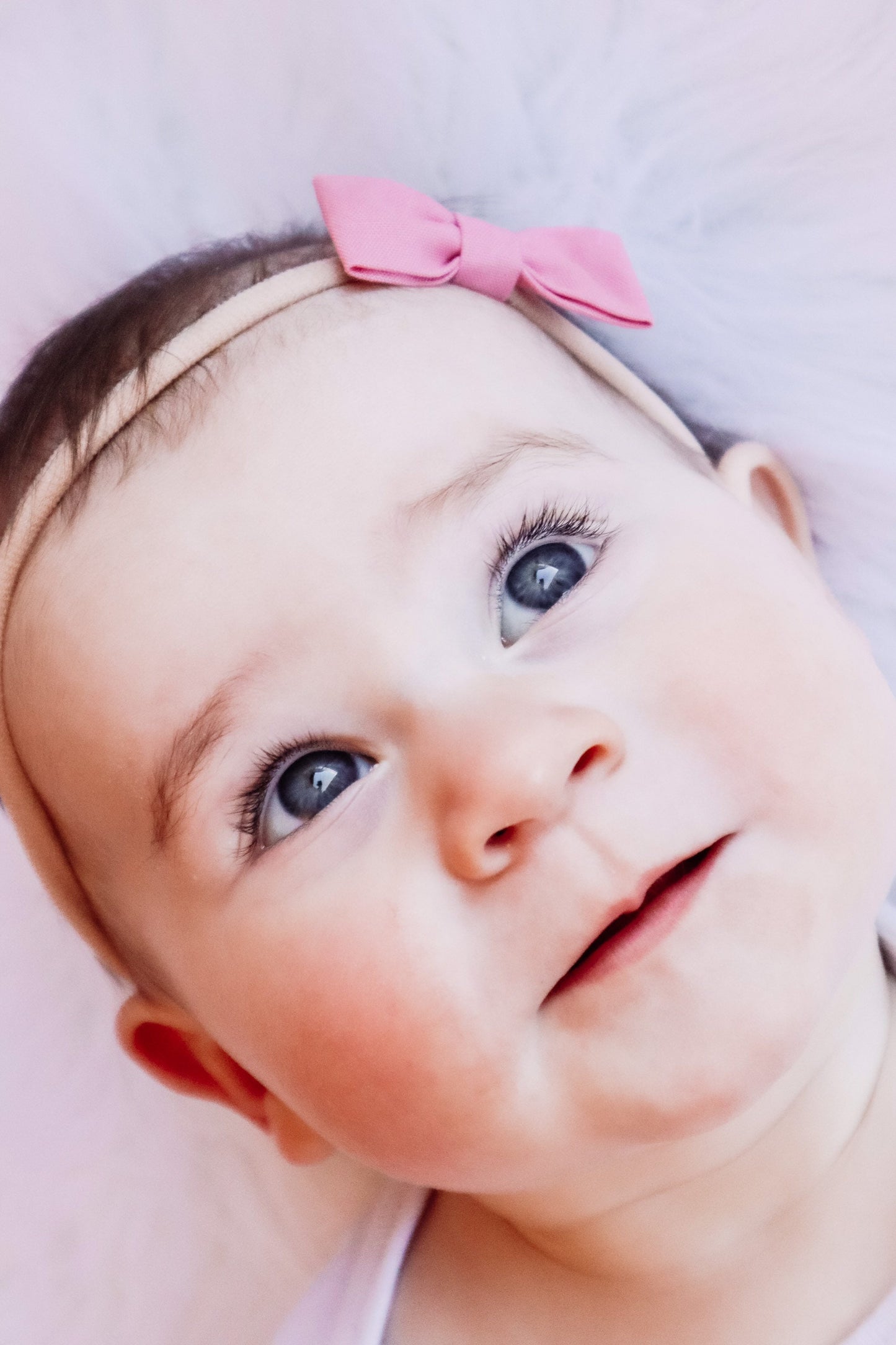 Rose Pink Baby Bow Headband: Cotton Hair Bow