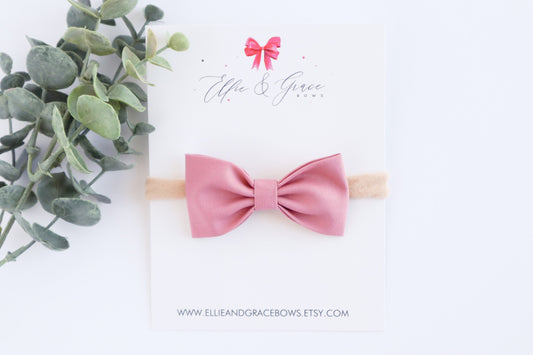 Rose Pink Baby Bow Headband: Cotton Hair Bow