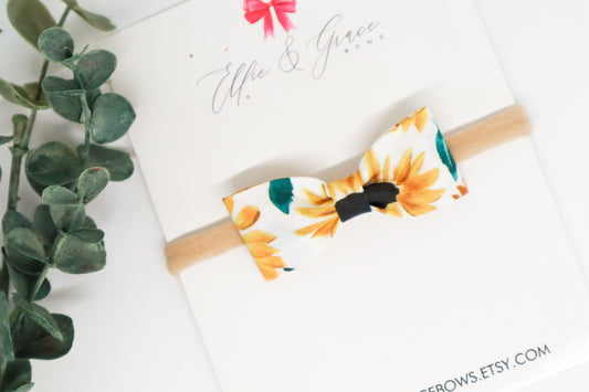 Sunflower Baby Bow: Cotton Pigtail Bow Set