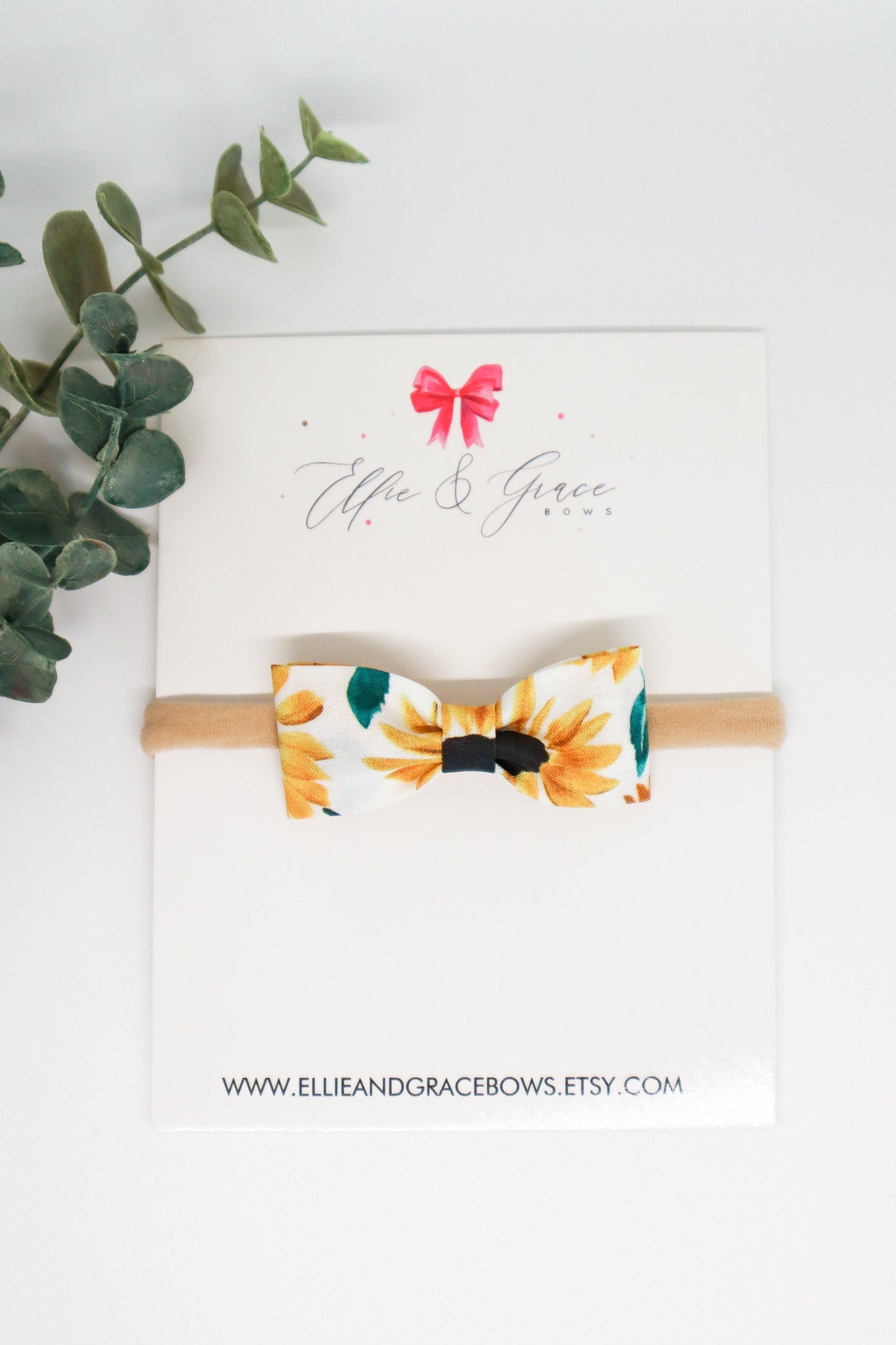Sunflower Baby Bow: Cotton Pigtail Bow Set