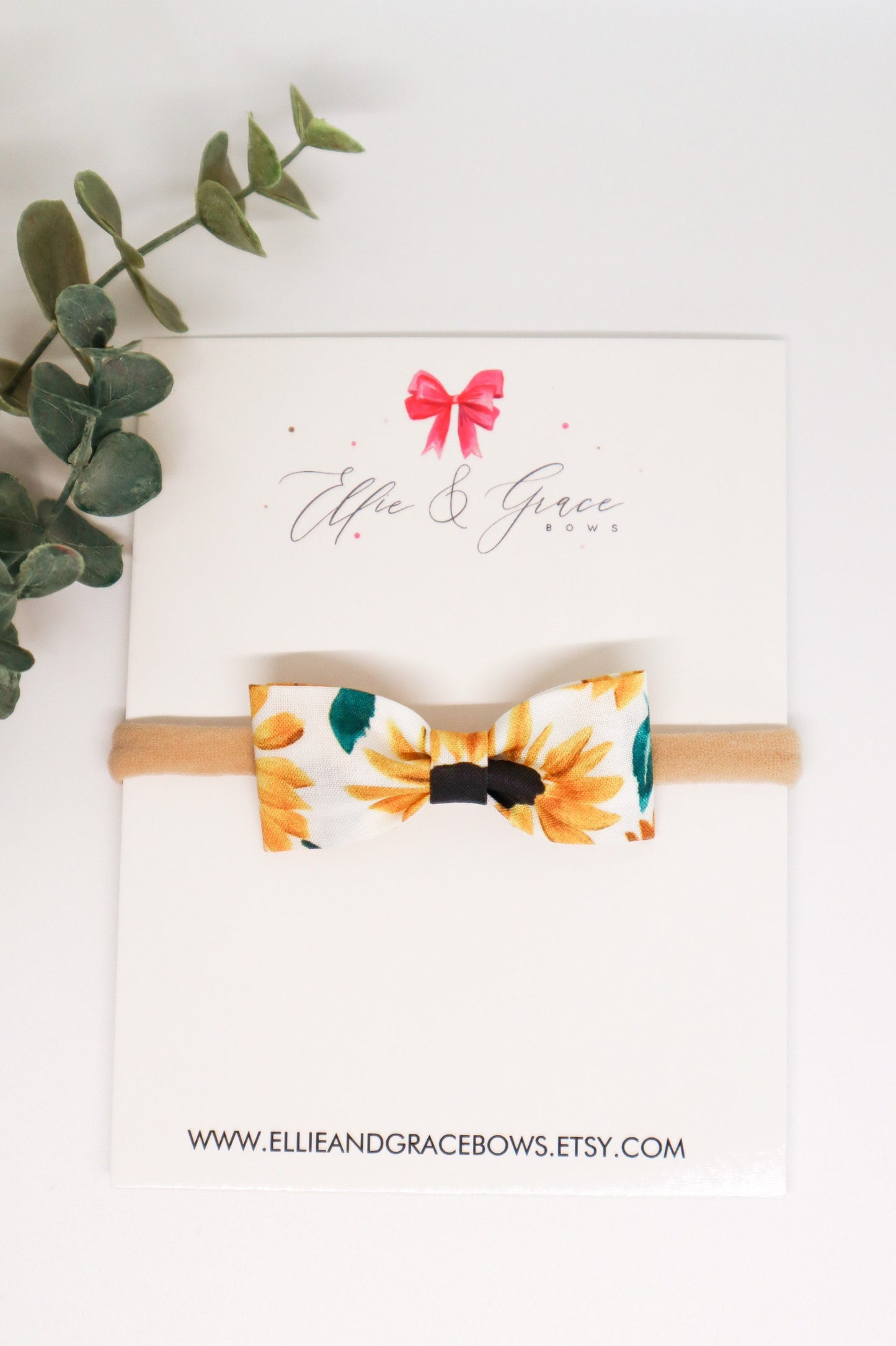 Sunflower Baby Bow: Cotton Pigtail Bow Set