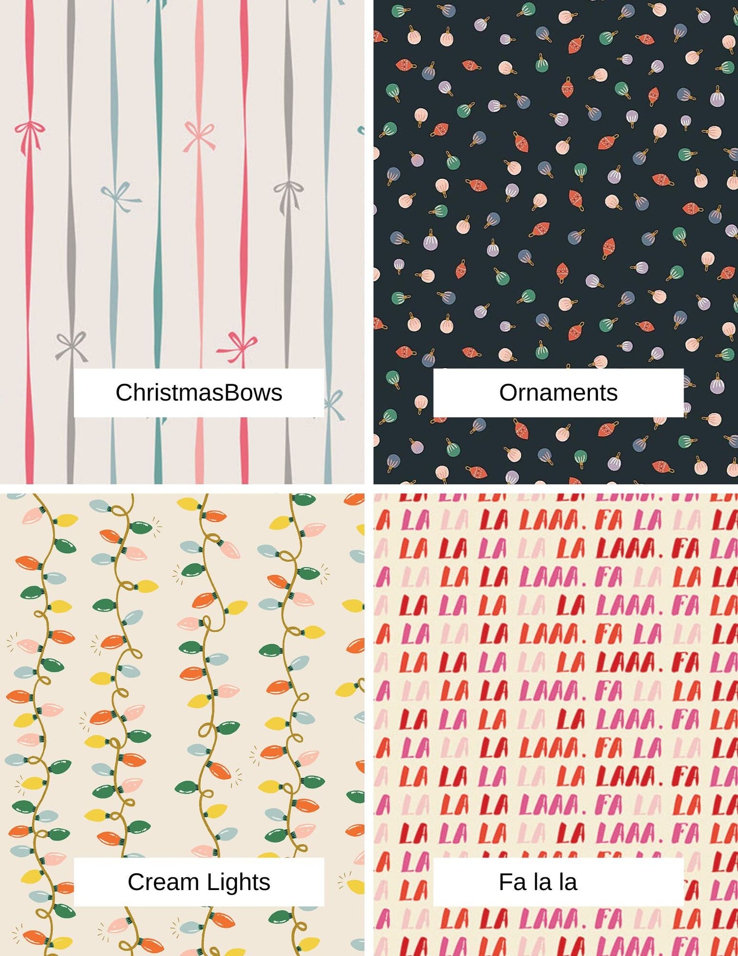 Christmas Lights Pigtail Bow Set: Cotton Alligator Clips (2.75 inch)