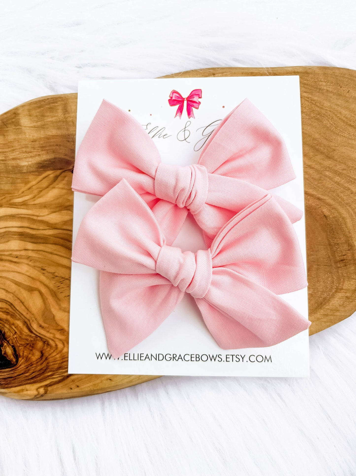 Pastel Pink Pigtail Bow Set - Baby Bow Headband