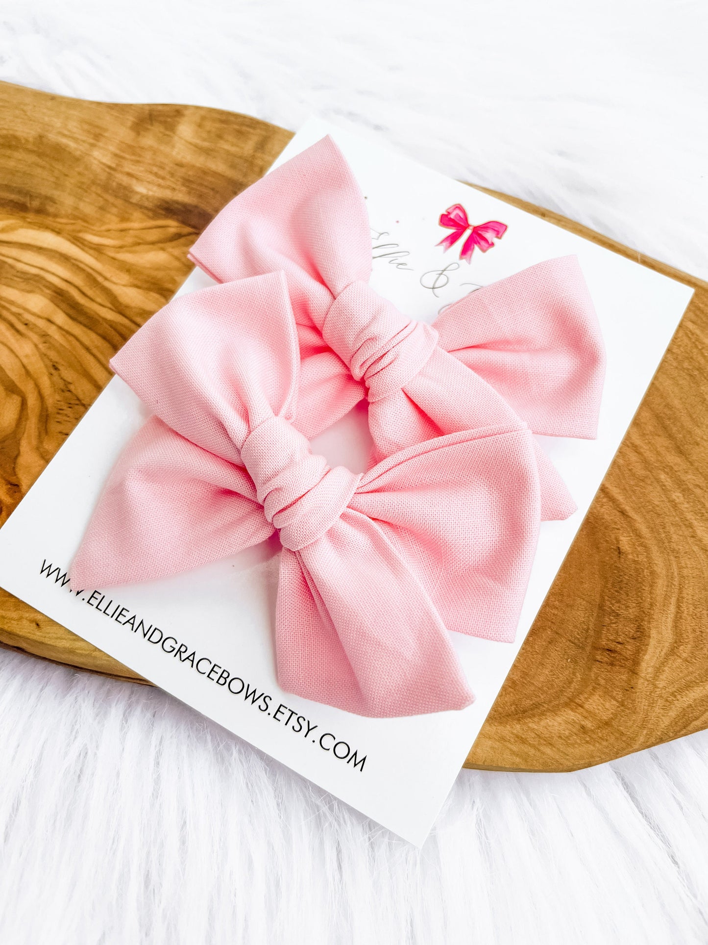 Pastel Pink Pigtail Bow Set - Baby Bow Headband