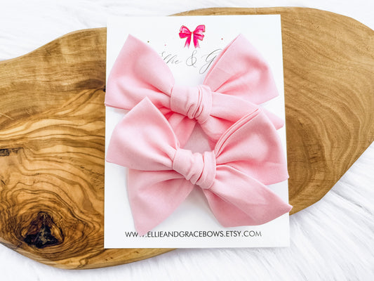 Pastel Pink Pigtail Bow Set - Baby Bow Headband