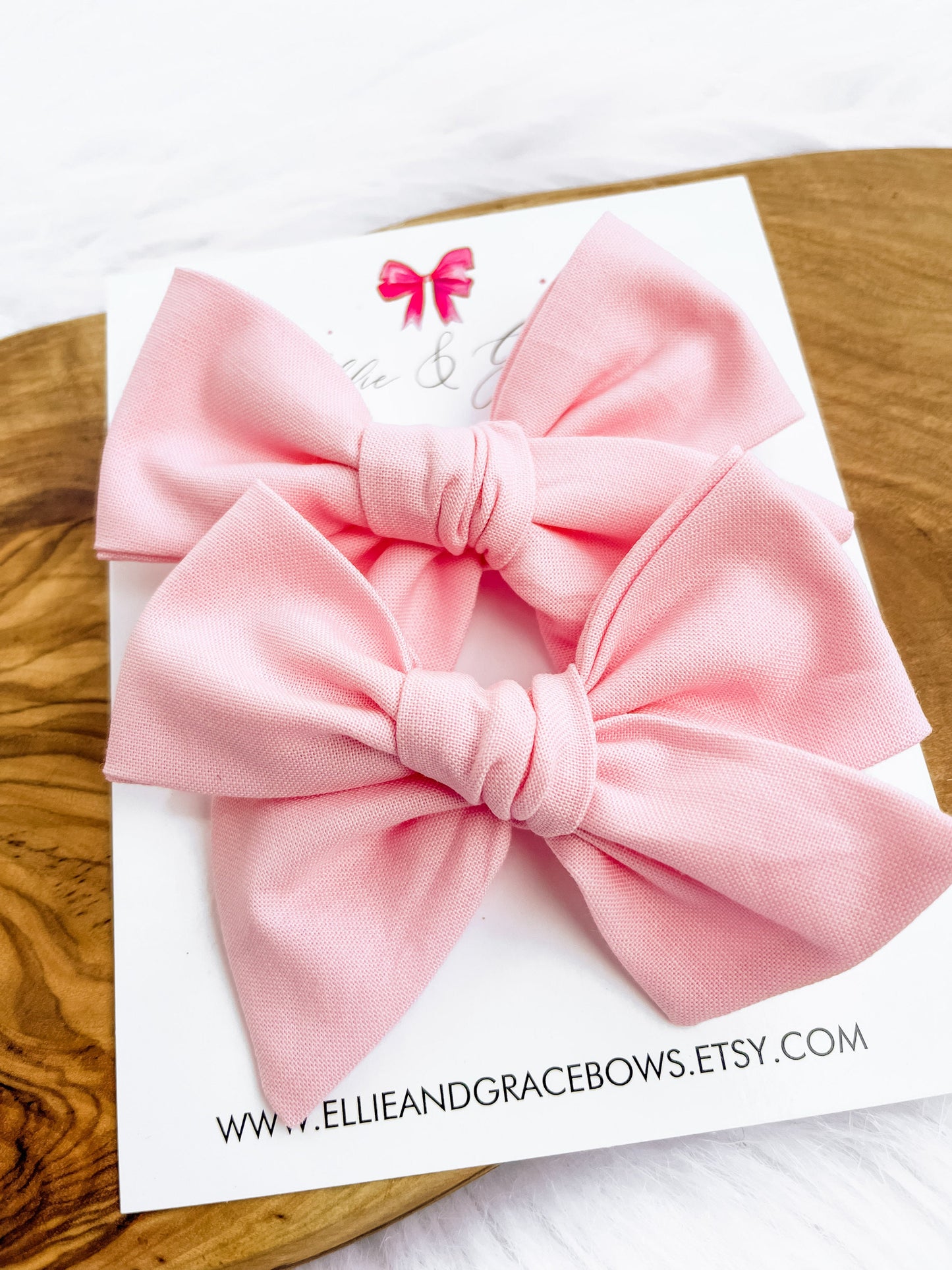 Pastel Pink Pigtail Bow Set - Baby Bow Headband