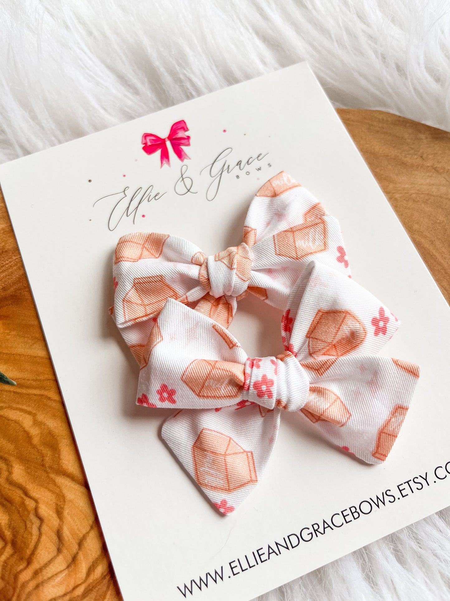 Milk Carton Back to School Hair Bow Set - 3 Inch Bows - Alligator Clip Bows