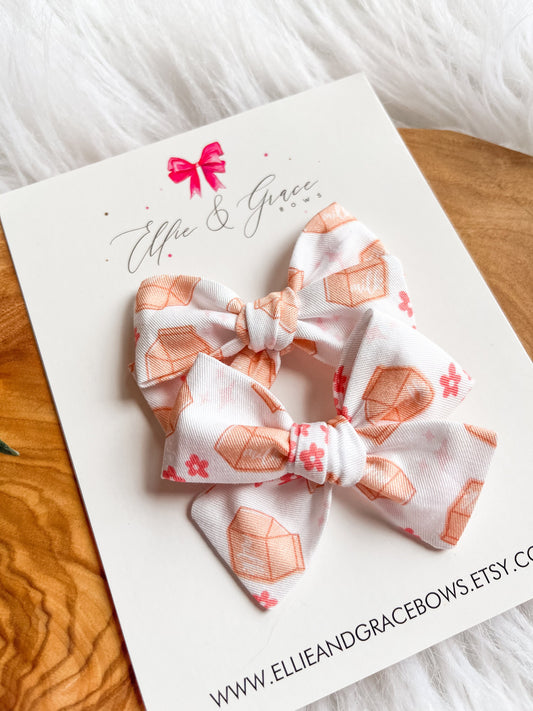 Milk Carton Back to School Hair Bow Set - 3 Inch Bows - Alligator Clip Bows