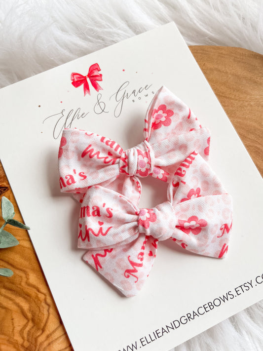 Pigtail Bow Set: Cheetah Print Cotton Hair Clips (2.75 inch)