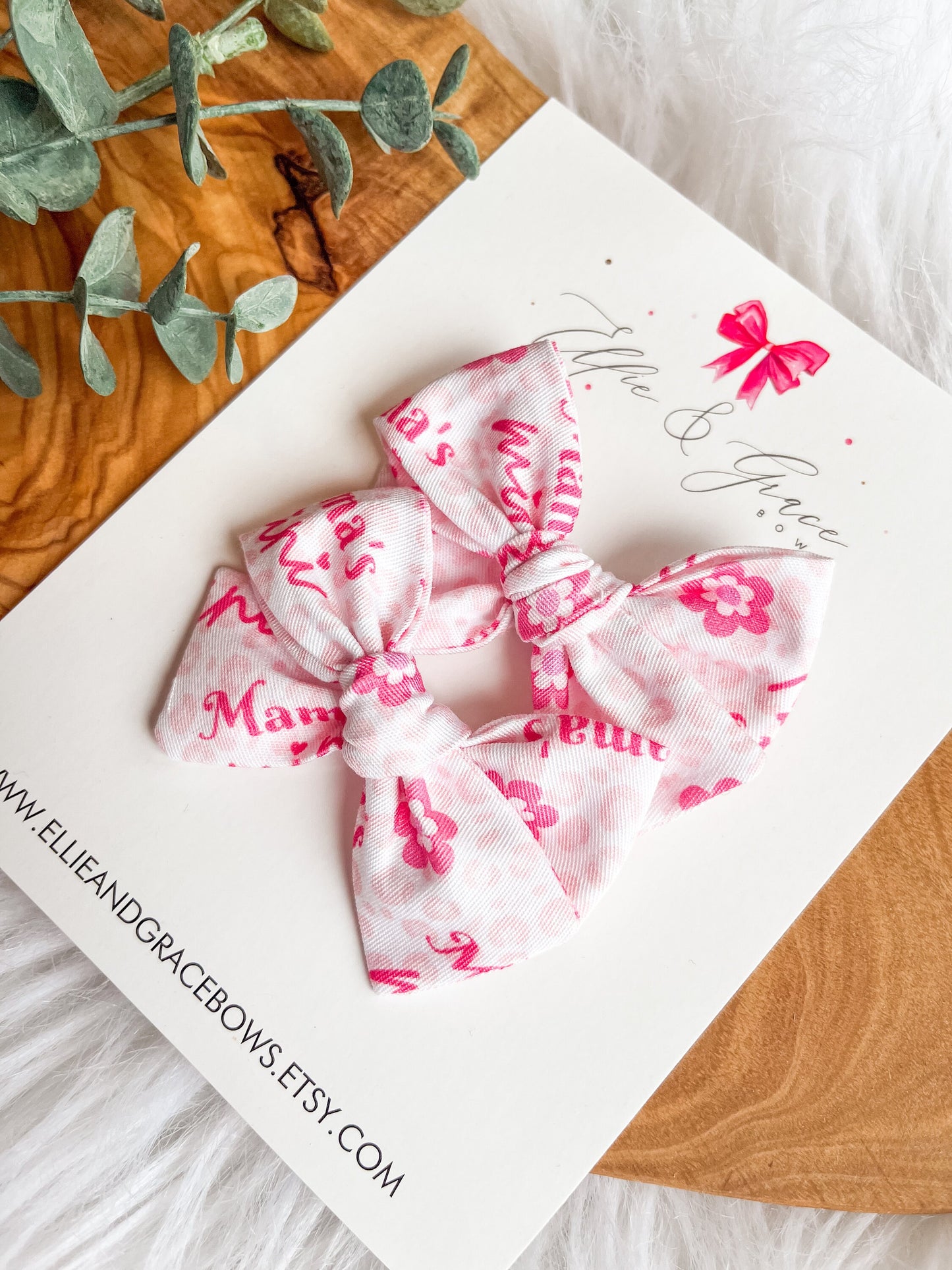 Pigtail Bow Set: Cheetah Print Cotton Hair Clips (2.75 inch)