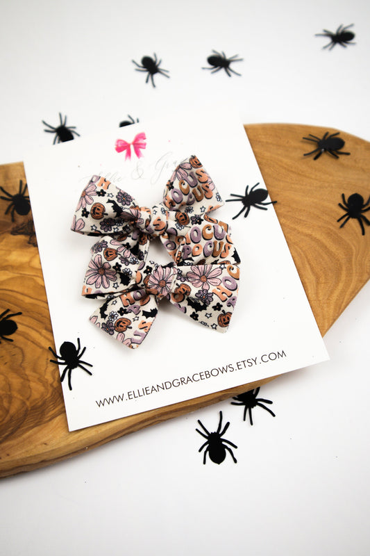 Witch Pigtail Bow Set: Halloween Cotton Hair Clips
